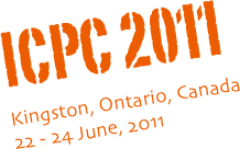 ICPC 2011
Kingston, Ontario, Canada
22 - 24 June, 2011